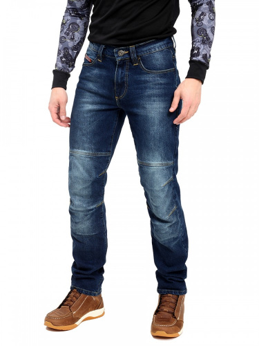 Starks Мотоджинсы мужские Spider потертый темно-синий в Оренбурге